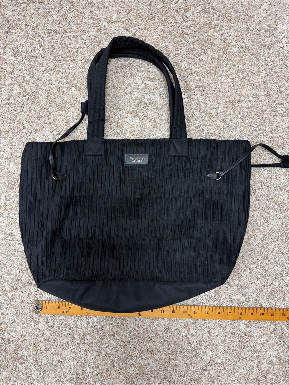 Victoria's Secret Black Pleated Tote Bag